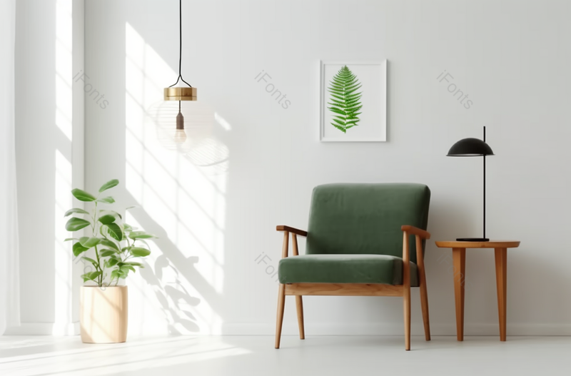 沙发边几小桌挂画吊灯绿植照影家具摆设拍摄,高清,摄影图,摄影图片,图片大全,摄影图免费下载